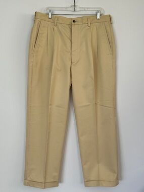 Haggar Iron Free Khaki Stretch Waistband Men's Pant Muted Yellow/Khaki 38W x 29L